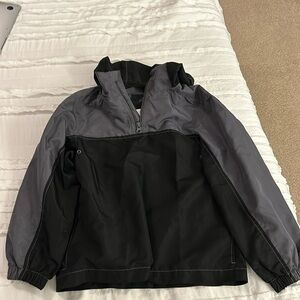 Old Navy Boys Size XS/S Black and Gray Half-Zip Hooded Windbreaker